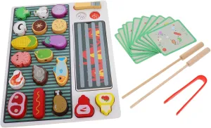 Wooden BBQ for Boys and Girls neglect destructive efficient Pretend Play Kitchen Cooking Playset Realistic Grill and Food Creative Role Play Toy for Toddlers Yardwe 1set Interactive 