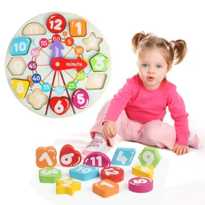 Wooden Clock Shape Sorting Toy Educational Montessori Color Toy Time Telling Numbers Learning Game for Toddlers, Toddler gift, Kids Christmas gift C121