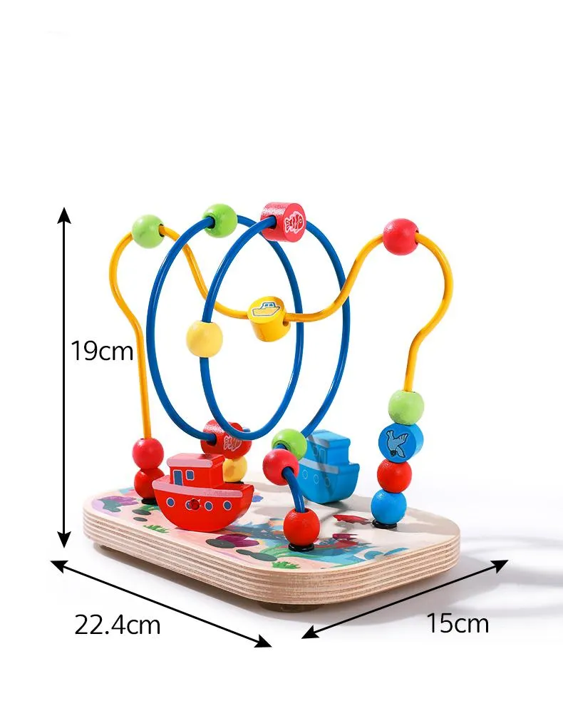Wooden Colorful Bead Maze Abacus Roller Coaster
