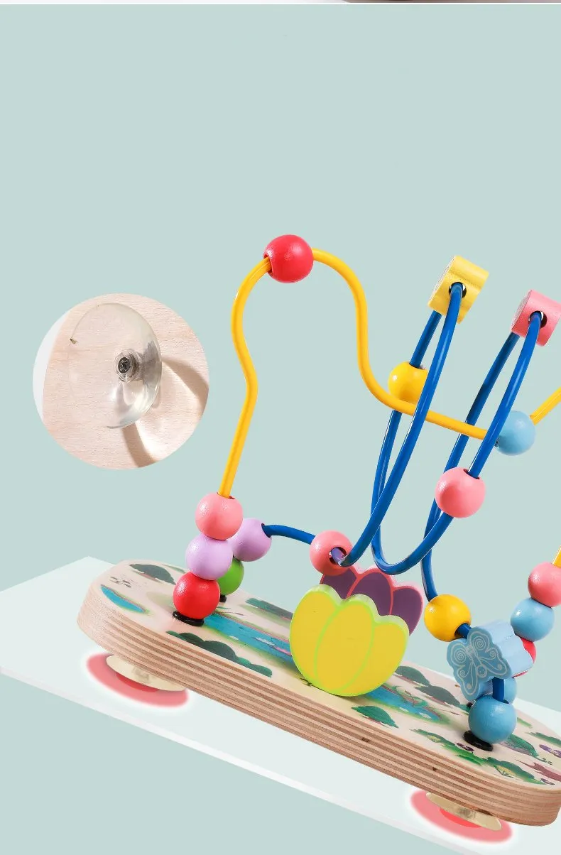 Wooden Colorful Bead Maze Abacus Roller Coaster