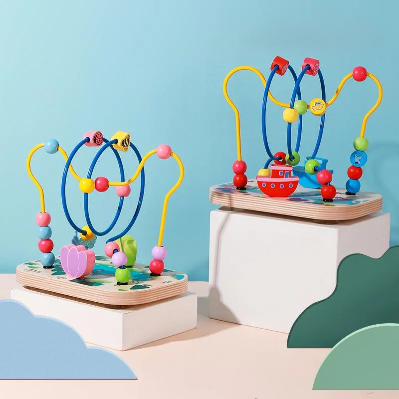 Wooden Colorful Bead Maze Abacus Roller Coaster