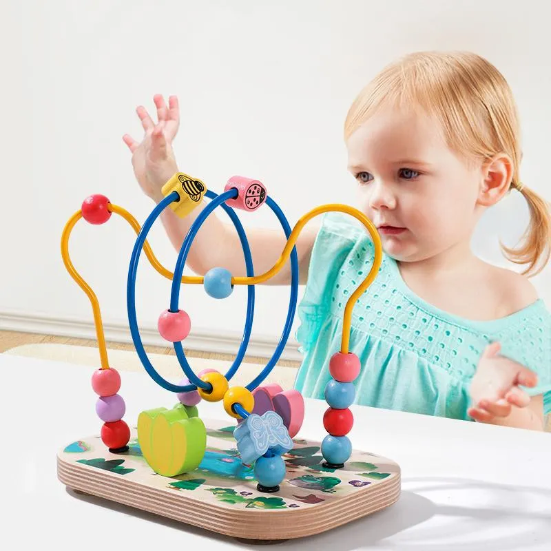 Wooden Colorful Bead Maze Abacus Roller Coaster