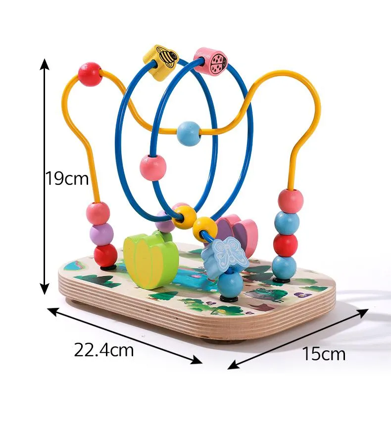 Wooden Colorful Bead Maze Abacus Roller Coaster