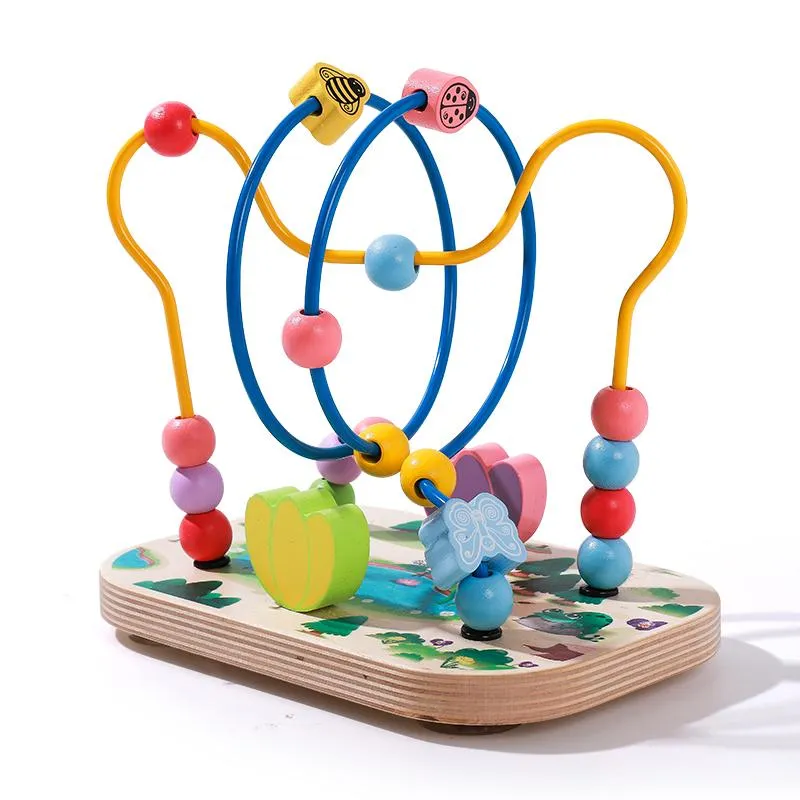 Wooden Colorful Bead Maze Abacus Roller Coaster