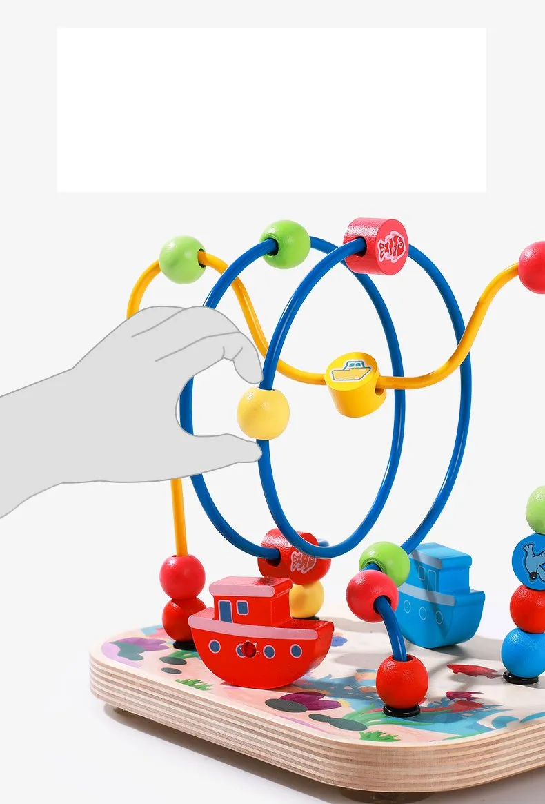 Wooden Colorful Bead Maze Abacus Roller Coaster