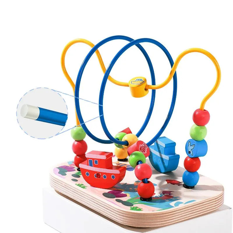 Wooden Colorful Bead Maze Abacus Roller Coaster