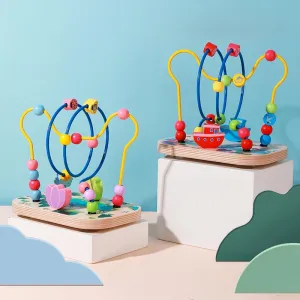 Wooden Colorful Bead Maze Abacus Roller Coaster
