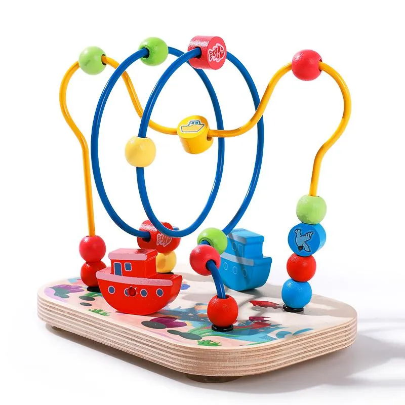 Wooden Colorful Bead Maze Abacus Roller Coaster