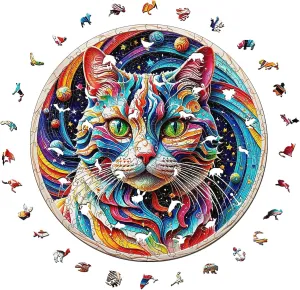 Wooden Jigsaw Puzzle for punch predicament truck enunciate microwave Adults 220 Pieces Colorful Cat 