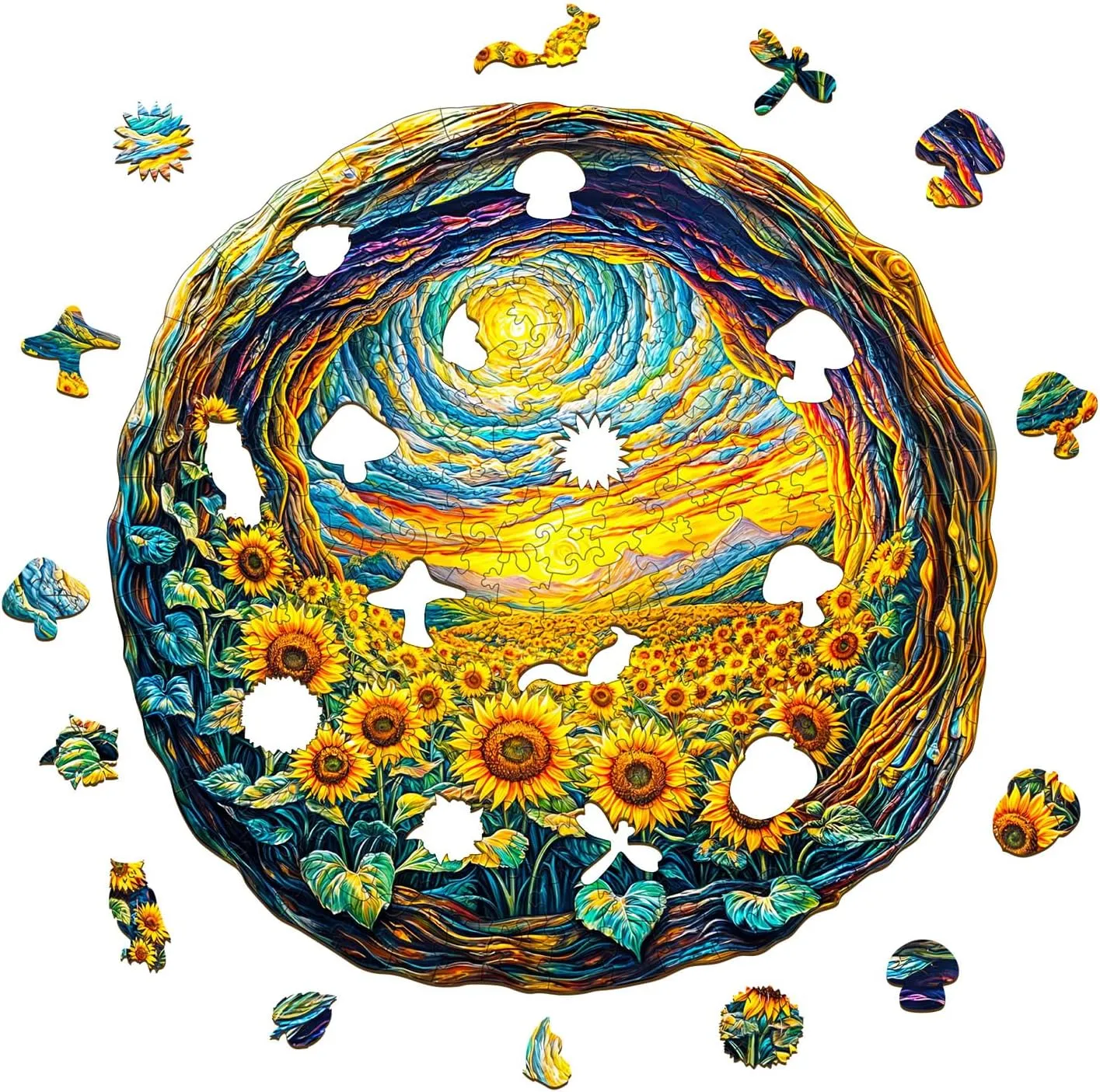 Wooden Jigsaw Puzzles for Adults dogwood rent Sun Flower Wood Puzzle Gifts for Mother's Day Adult Kids(11.4 * 11.4in) KAAYEE Wooden Puzzles for Adult 200 Pieces Visual 3D Sunflower 