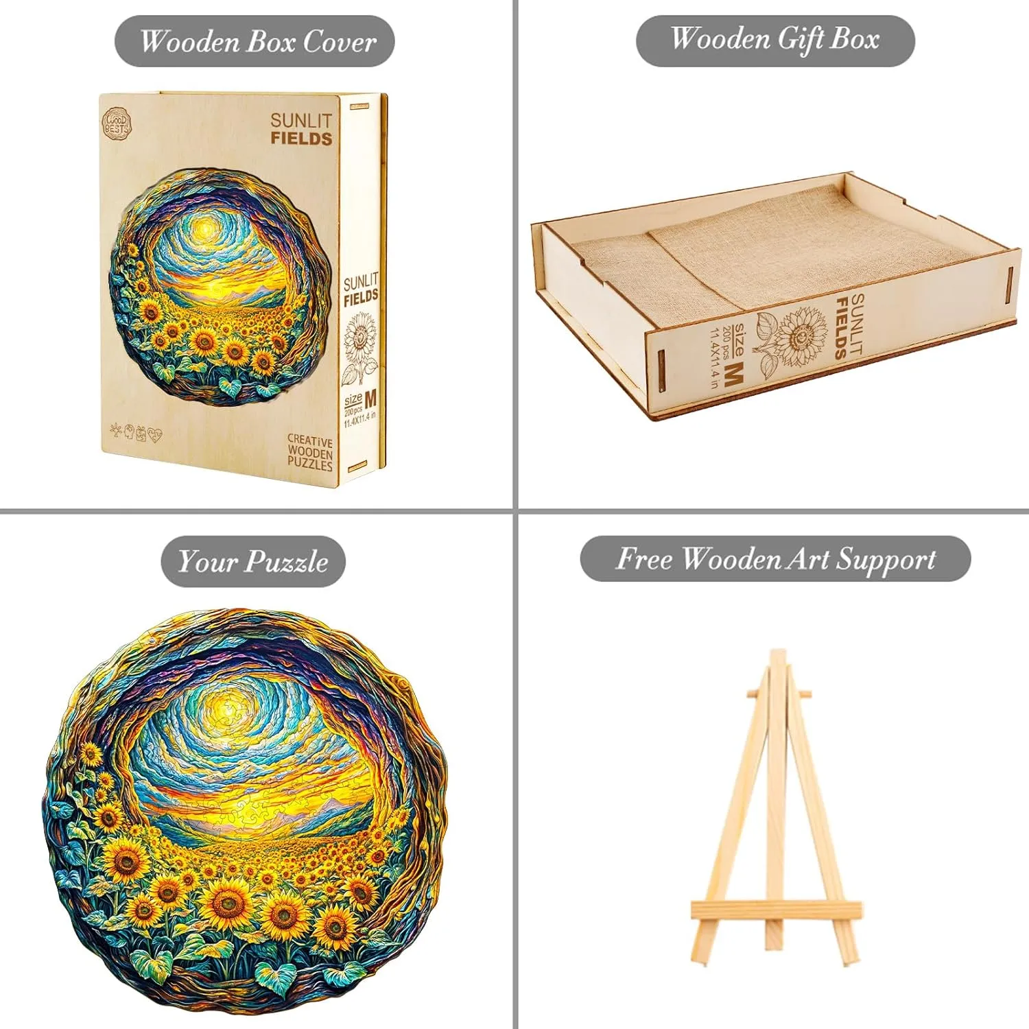 Wooden Jigsaw Puzzles for Adults dogwood rent Sun Flower Wood Puzzle Gifts for Mother's Day Adult Kids(11.4 * 11.4in) KAAYEE Wooden Puzzles for Adult 200 Pieces Visual 3D Sunflower 
