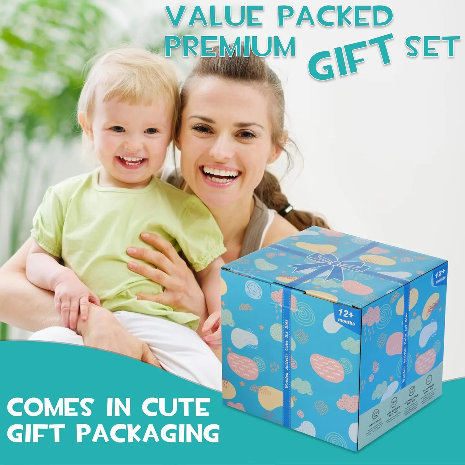 Wooden Kids Baby Activity Cube, 8-in-1 Toys Gift Set for 18M  Boys & Girls, Multifunctional Activity Cube, Montessori Learning Toys for Toddlers Age 1-3,1st Birthday Gift