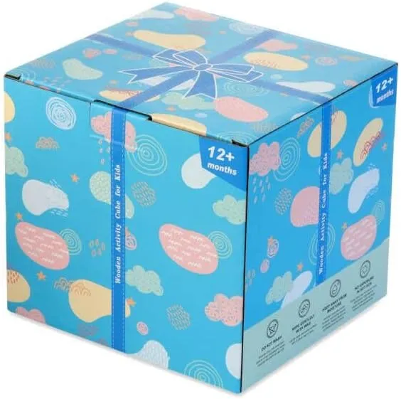 Wooden Kids Baby Activity Cube, 8-in-1 Toys Gift Set for 18M  Boys & Girls, Multifunctional Activity Cube, Montessori Learning Toys for Toddlers Age 1-3,1st Birthday Gift
