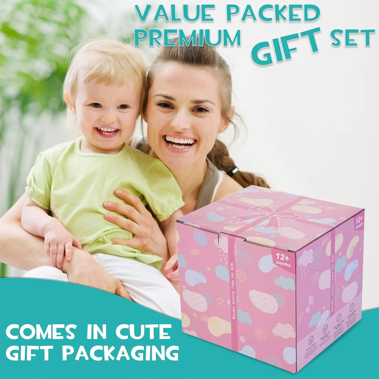 Wooden Kids Baby Activity Cube, 8-in-1 Toys Gift Set for 18M  Boys & Girls, Multifunctional Activity Cube, Montessori Learning Toys for Toddlers Age 1-3,1st Birthday Gift