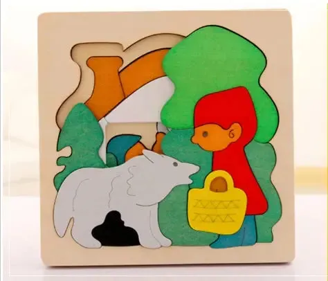 Wooden multi-dimensional storyteller puzzle jigsaw cube 3 layers Story Cartoon Dinosaur Animal Early Educational Montessori Toys