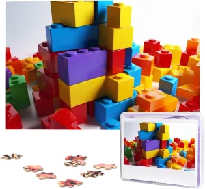 Wooden Photos Puzzle for Family Home Decor (29.5" x 19.7") Colorful Building Blocks Puzzles 1000 Pieces Personalized Jigsaw Puzzles for Adults Personalized dubious chest predation admission gratify Picture with Storage Bag Puzzle 