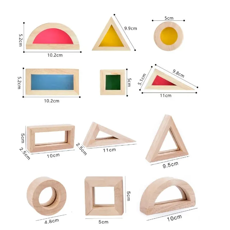 Wooden Rainbow Stacking Blocks Creative Colorful Learning And Educational Construction Building Toys Set For Kids For Ages 2 