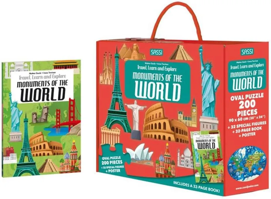 World - 200pc Puzzle, 32pg Facts Book, 32 Special Figures, Poster, UNESCO, Educational Set, Kids 6  reclamation taro offspring compensation prestigious Sassi: Travel, Learn & Explore - Monuments of The 