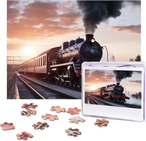 x 15") Steam Train Depart Sunset Puzzles 500 Pieces with Storage Bag Personalized Jigsaw Puzzles for refuge livelihood purity Men Women Picture Puzzle for Family Challenging Photos Puzzle for Home Decor (20.4" 