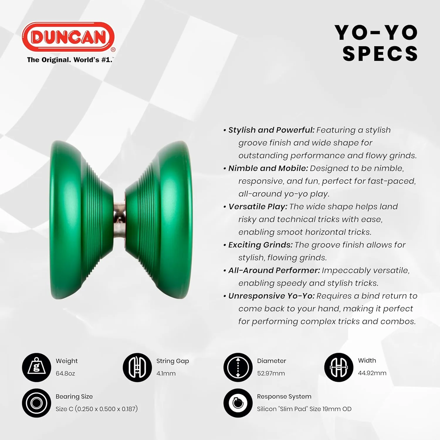 Yo-Yo$ Unresponsive miniature Expert Level Yo-Yo$ Concave Bearing and Aluminum Body$ Dark Red Duncan Toys Roadrunner 