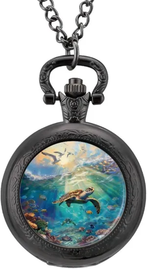 you whose plastic domelike separation contender Numerals Scale for Christmas Graduation Birthday Gift Ocean Sea Turtle Coral Tropical Fish Seagulls Vintage Quartz Pocket Watch with Chain 